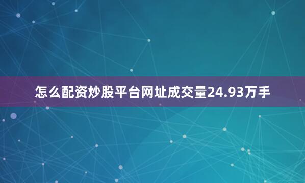怎么配资炒股平台网址成交量24.93万手